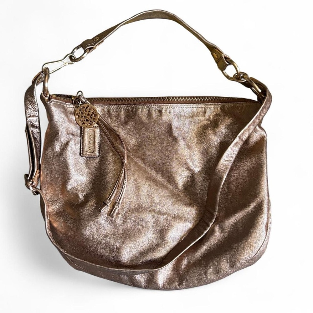 Y2K Coach Bag - Ali Large - Metallic Gold Leather Satchel Messenger Crossbody